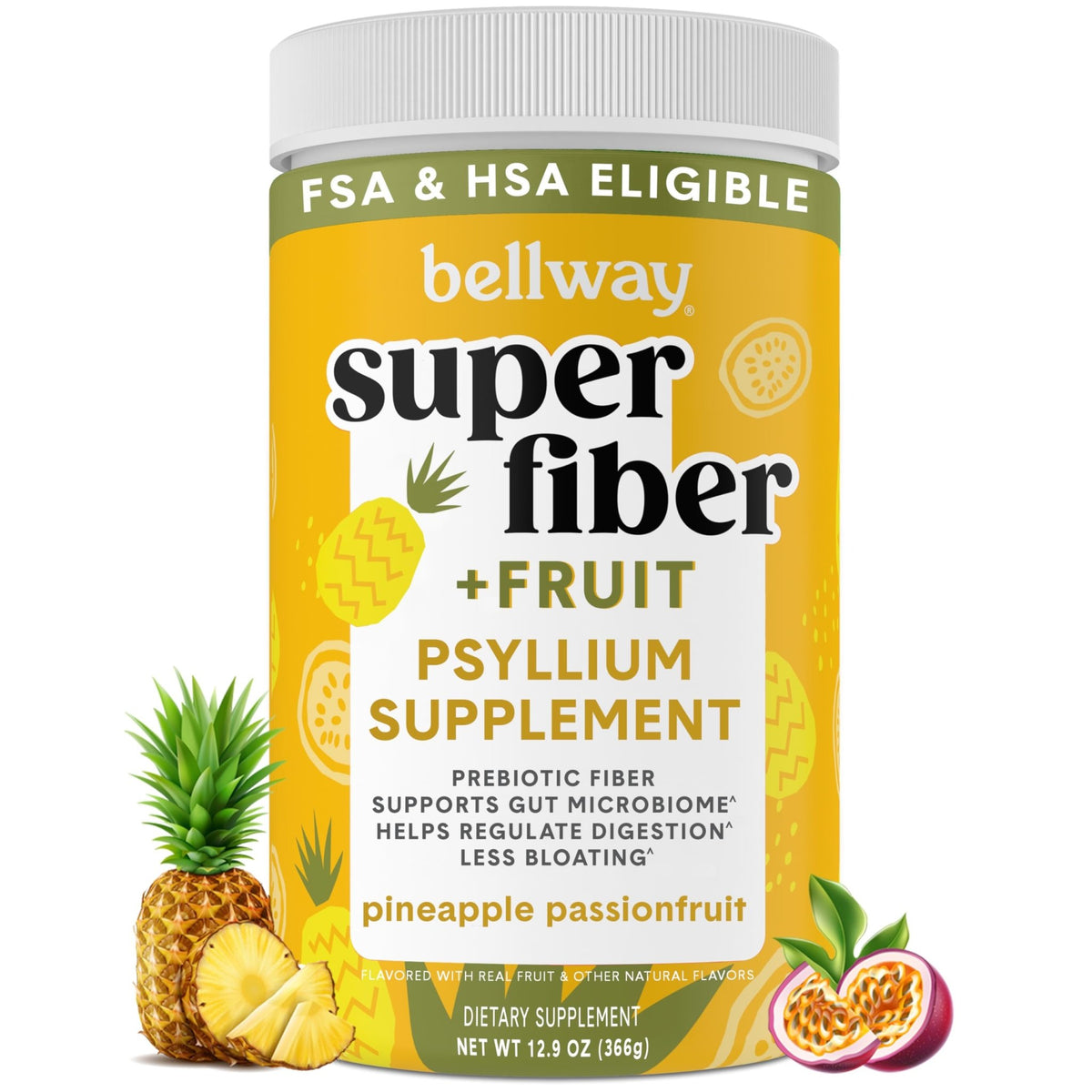 Bellway Super Fiber Powder + Fruit, Sugar Free Organic Psyllium Husk Powder Fiber Supplement for Regularity, Bloating Relief & Digestive Health, Plant-Based, - FENGGESTORE20