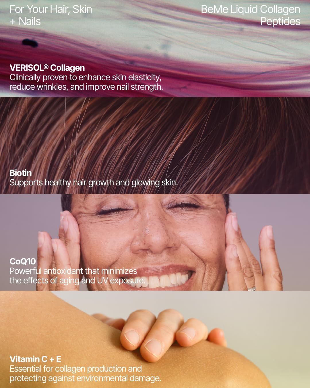 BeMe Liquid Collagen for Women - 2500mg Verisol Collagen Liquid with Biotin, CoQ10 & Vitamin C - Clinically Proven Collagen Peptides for Hair, Skin & Nails - 30 Peach Sachets - FENGGESTORE20