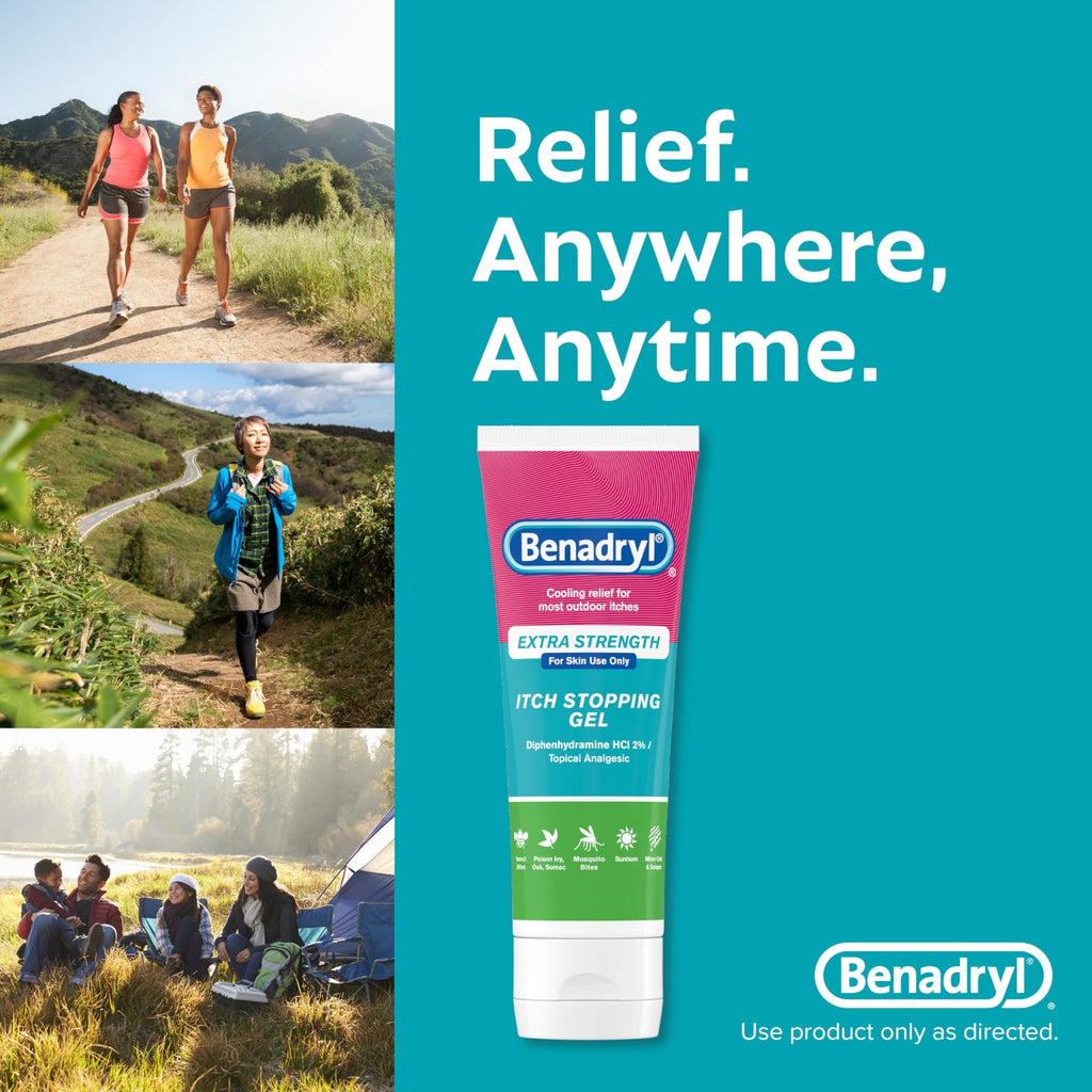 Benadryl Extra Strength Anti Itch Relief Gel, 2% Diphenhydramine HCl, Relief from Insect Bites, Sunburn & More, Great for Camping Essentials, 3.5 fl oz - FENGGESTORE20