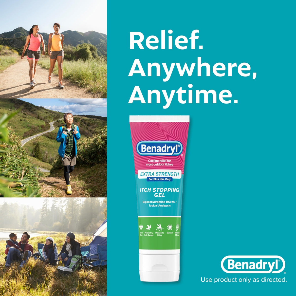 Benadryl Extra Strength Anti Itch Relief Gel, 2% Diphenhydramine HCl, Relief from Insect Bites, Sunburn & More, Great for Camping Essentials, 3.5 fl oz - FENGGESTORE20