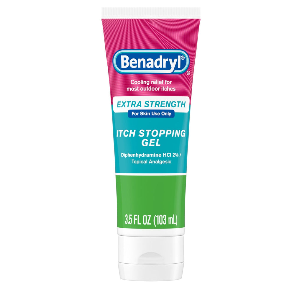 Benadryl Extra Strength Anti Itch Relief Gel, 2% Diphenhydramine HCl, Relief from Insect Bites, Sunburn & More, Great for Camping Essentials, 3.5 fl oz - FENGGESTORE20