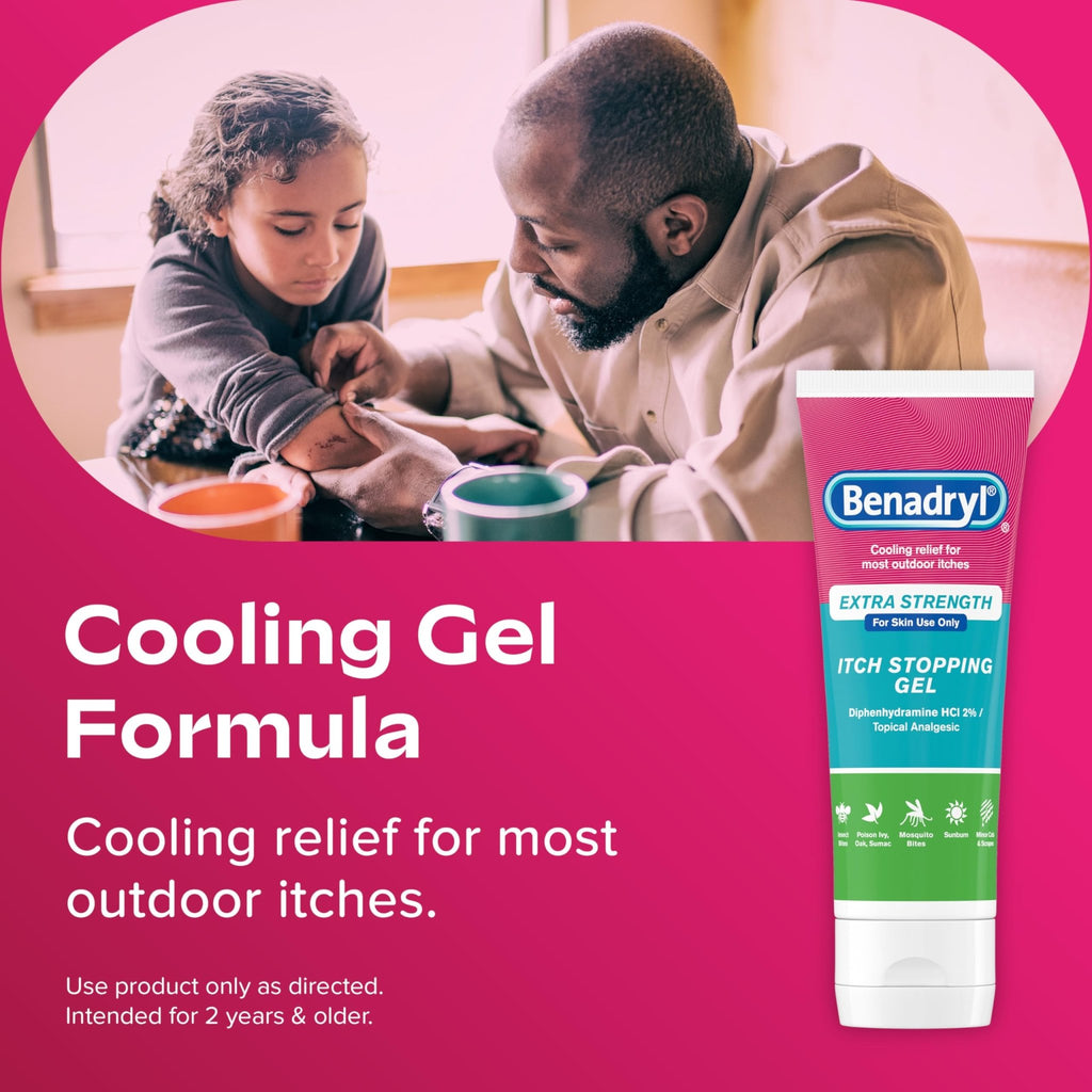 Benadryl Extra Strength Anti Itch Relief Gel, 2% Diphenhydramine HCl, Relief from Insect Bites, Sunburn & More, Great for Camping Essentials, 3.5 fl oz - FENGGESTORE20