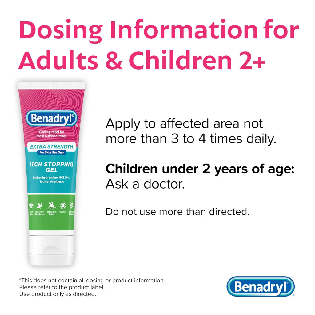 Benadryl Extra Strength Anti Itch Relief Gel, 2% Diphenhydramine HCl, Relief from Insect Bites, Sunburn & More, Great for Camping Essentials, 3.5 fl oz - FENGGESTORE20