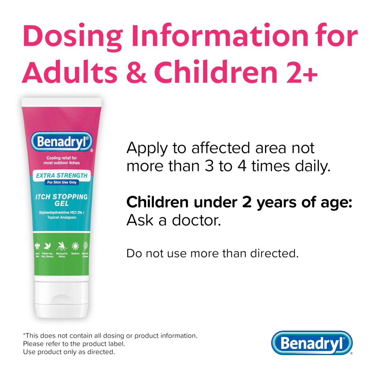 Benadryl Extra Strength Anti Itch Relief Gel, 2% Diphenhydramine HCl, Relief from Insect Bites, Sunburn & More, Great for Camping Essentials, 3.5 fl oz - FENGGESTORE20