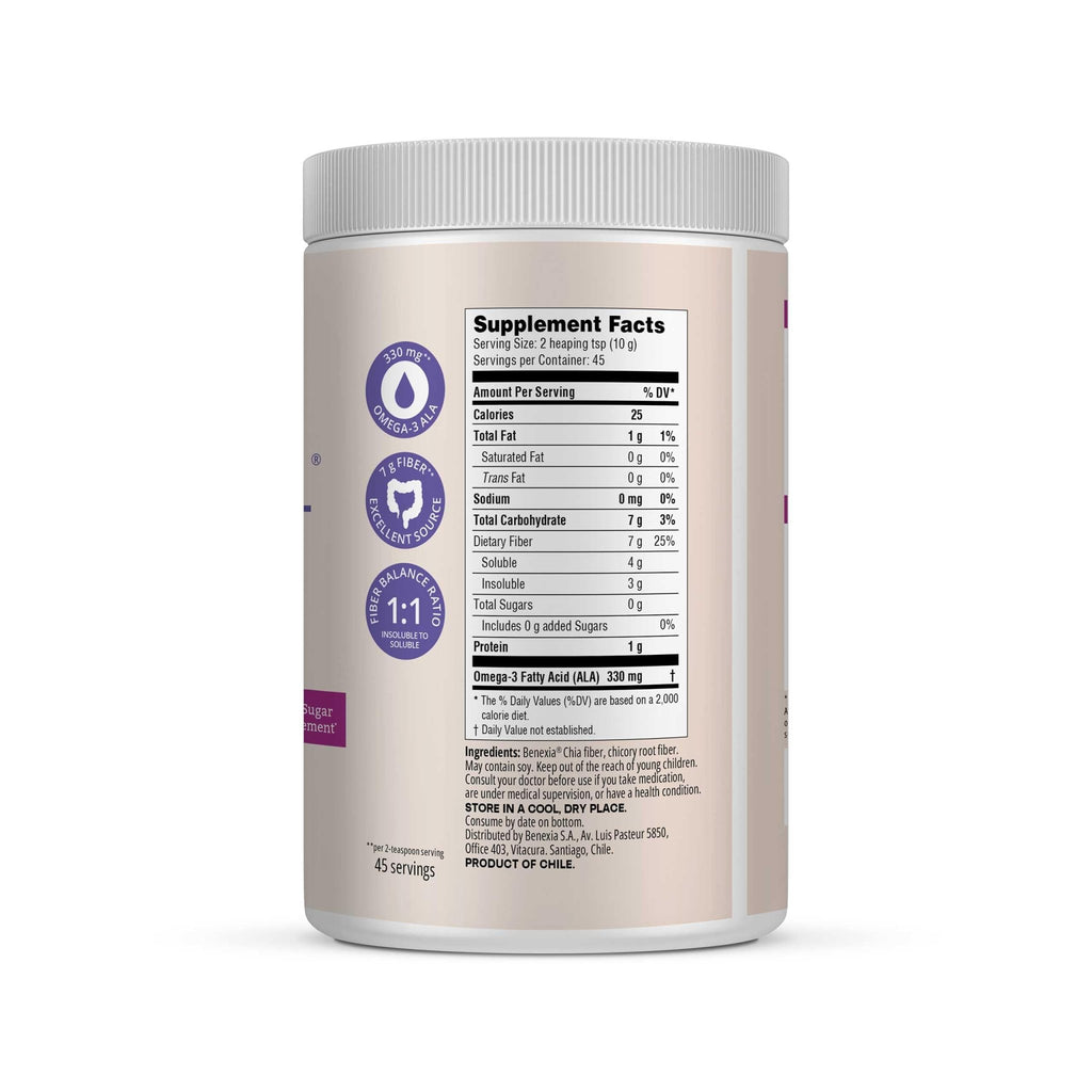 BENEXIA Chiamucil Prebiotic Chia Fiber Supplement Powder – for Appetite Control & Digestive Health – Chia Fiber & Chicory Root (Inulin) – Gluten & Sugar Free, Vegan - FENGGESTORE20