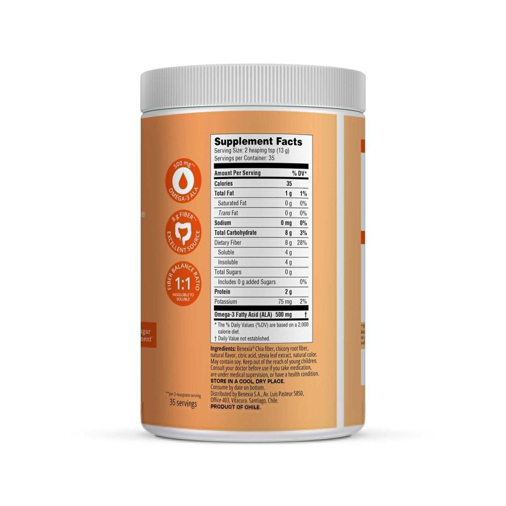 BENEXIA Chiamucil Prebiotic Fiber Supplement Powder – Chia Fiber & Chicory Root (Inulin) for Digestive Health & Appetite Control – Gluten & Sugar Free - FENGGESTORE20