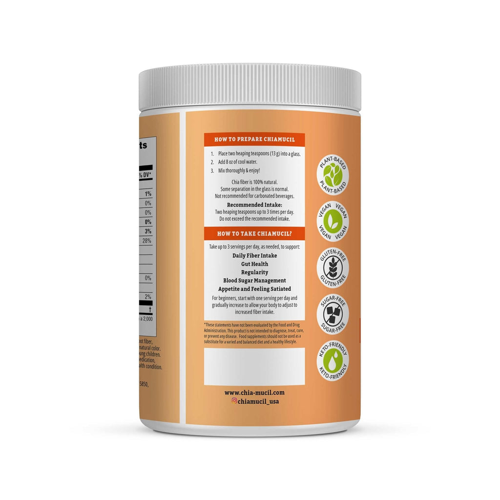 BENEXIA Chiamucil Prebiotic Fiber Supplement Powder – Chia Fiber & Chicory Root (Inulin) for Digestive Health & Appetite Control – Gluten & Sugar Free - FENGGESTORE20