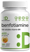 Benfotiamine 600mg Per Serving, 180 Veggie Capsules (300mg Per Cap) – Fat Soluble Vitamin B1 Thiamine Supplement - FENGGESTORE20