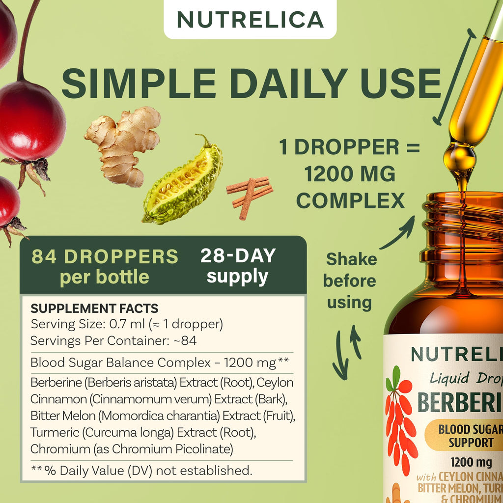 Berberine with Ceylon Cinnamon, Bitter Melon, Turmeric & Chromium – Blood Sugar Balance & Glucose Metabolism - FENGGESTORE20