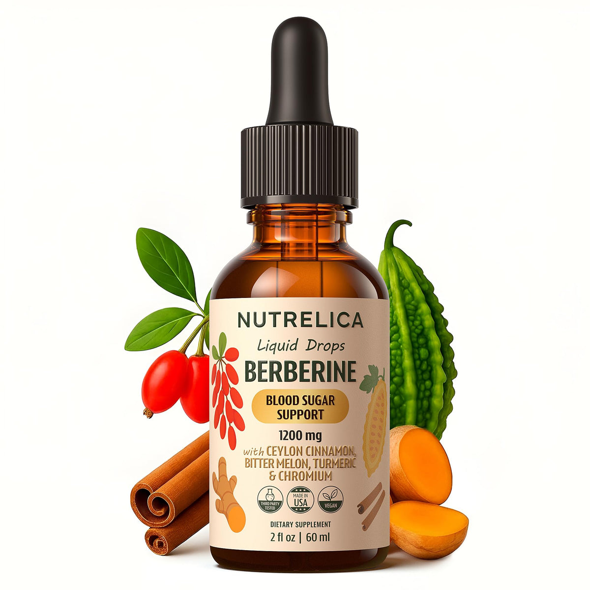 Berberine with Ceylon Cinnamon, Bitter Melon, Turmeric & Chromium – Blood Sugar Balance & Glucose Metabolism - FENGGESTORE20