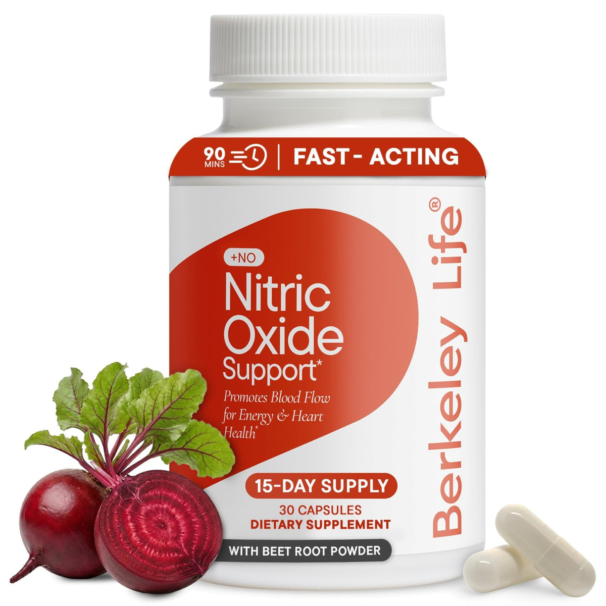 Berkeley Life Nitric Oxide Support Supplement - Nitric Oxide Booster for Men & Women - Blood Flow & Circulation with Beet Root Powder to Support Energy, - FENGGESTORE20