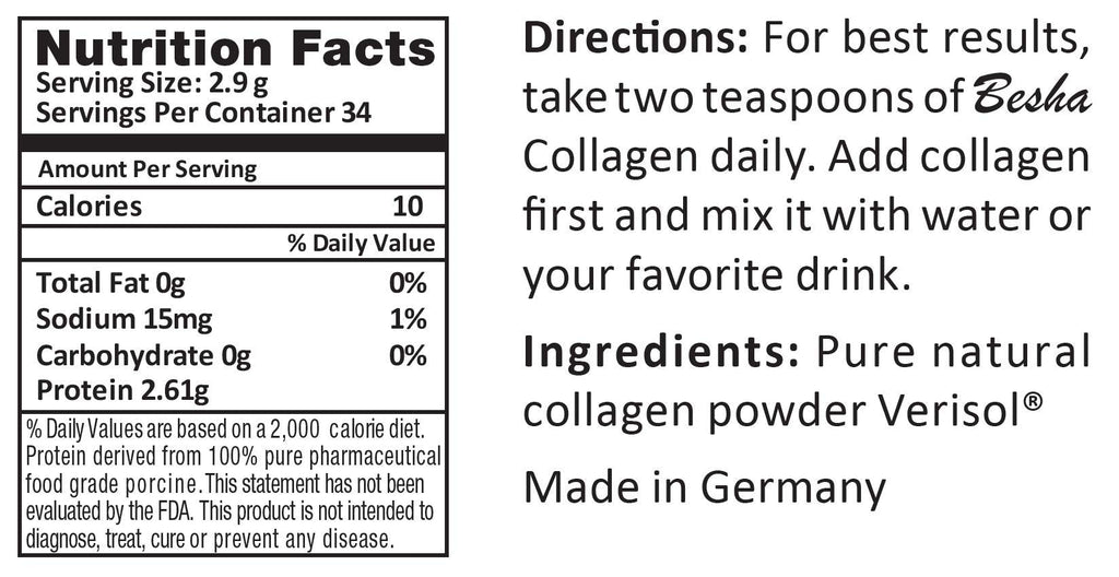BESHA INC Verisol Collagen Bioactive Peptides (Natural Collagen Powder) Made in Germany - FENGGESTORE20