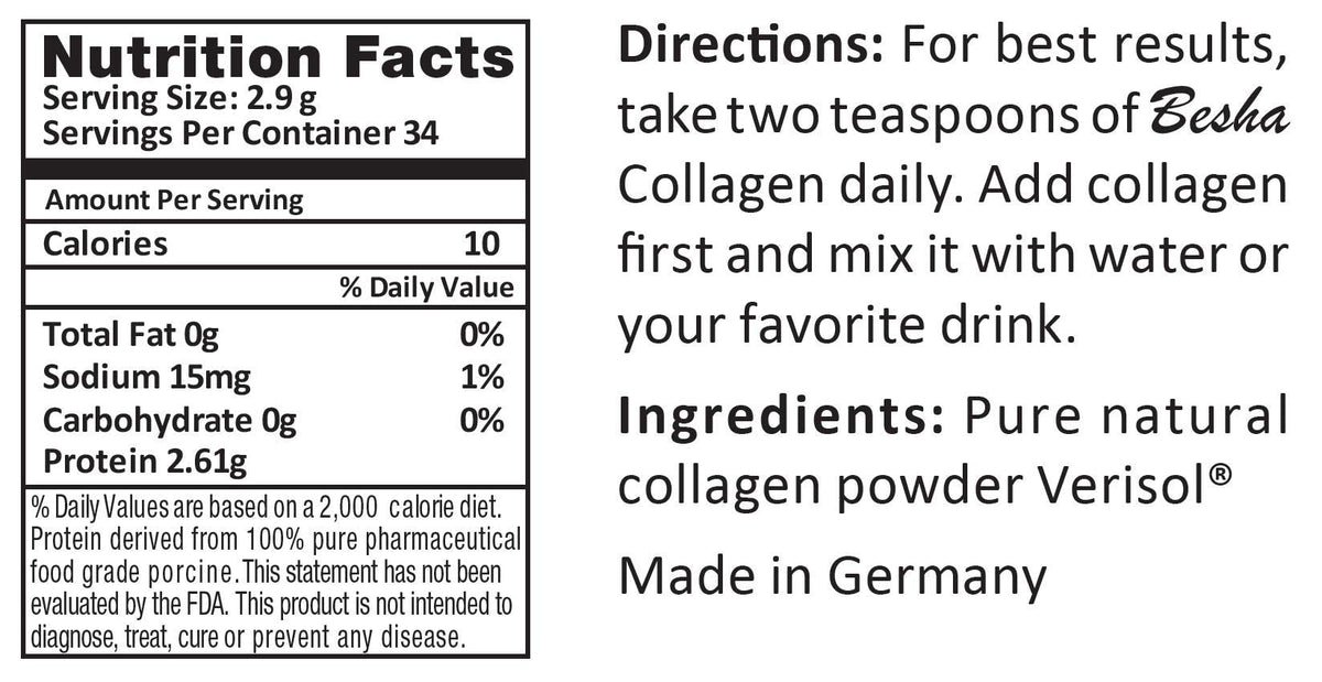BESHA INC Verisol Collagen Bioactive Peptides (Natural Collagen Powder) Made in Germany - FENGGESTORE20
