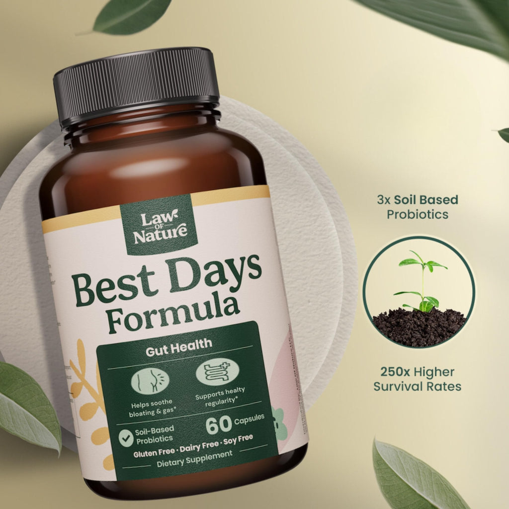 Best Days Formula | Advanced 5-in-1 Gut Support for Bloating, Gas & Irregularity | Soil-Based Probiotics + Prebiotics, L-Glutamine, Aloe Vera & More | 60 Capsules - FENGGESTORE20