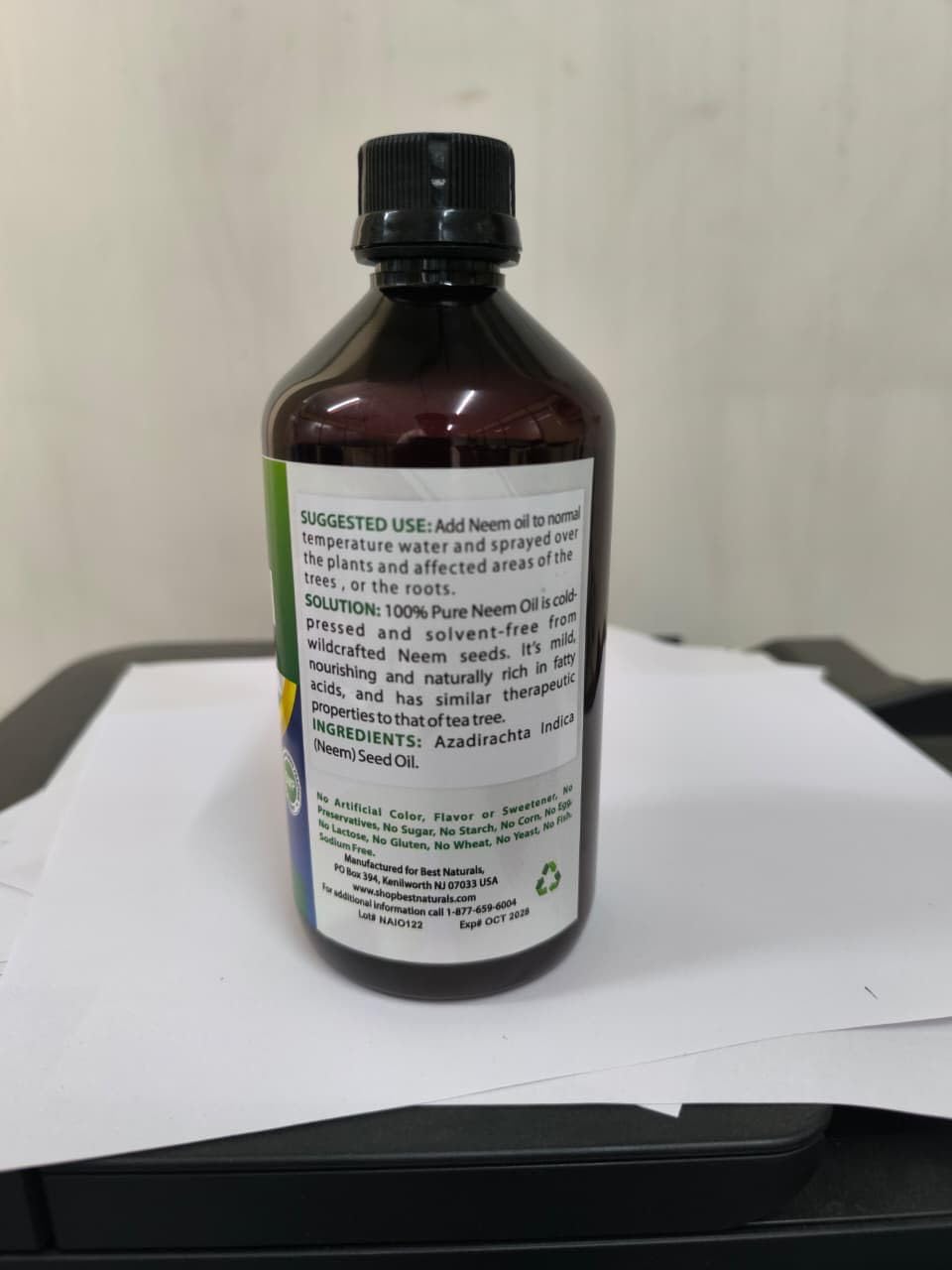 Best Naturals 100% Pure Neem Oil, 100% Cold Pressed and Unrefined - 16 OZ (1 Bottle) - FENGGESTORE20