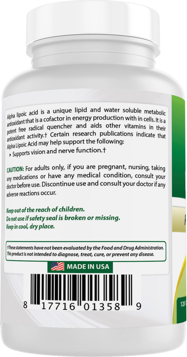 Best Naturals Alpha Lipoic Acid 300 mg 120 Capsules - FENGGESTORE20