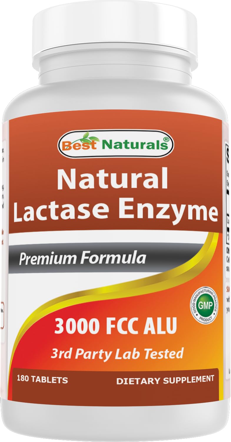 Best Naturals Fast Acting Lactase Enzyme Tablet, 3000 Fcc Alu, 180 Count - FENGGESTORE20