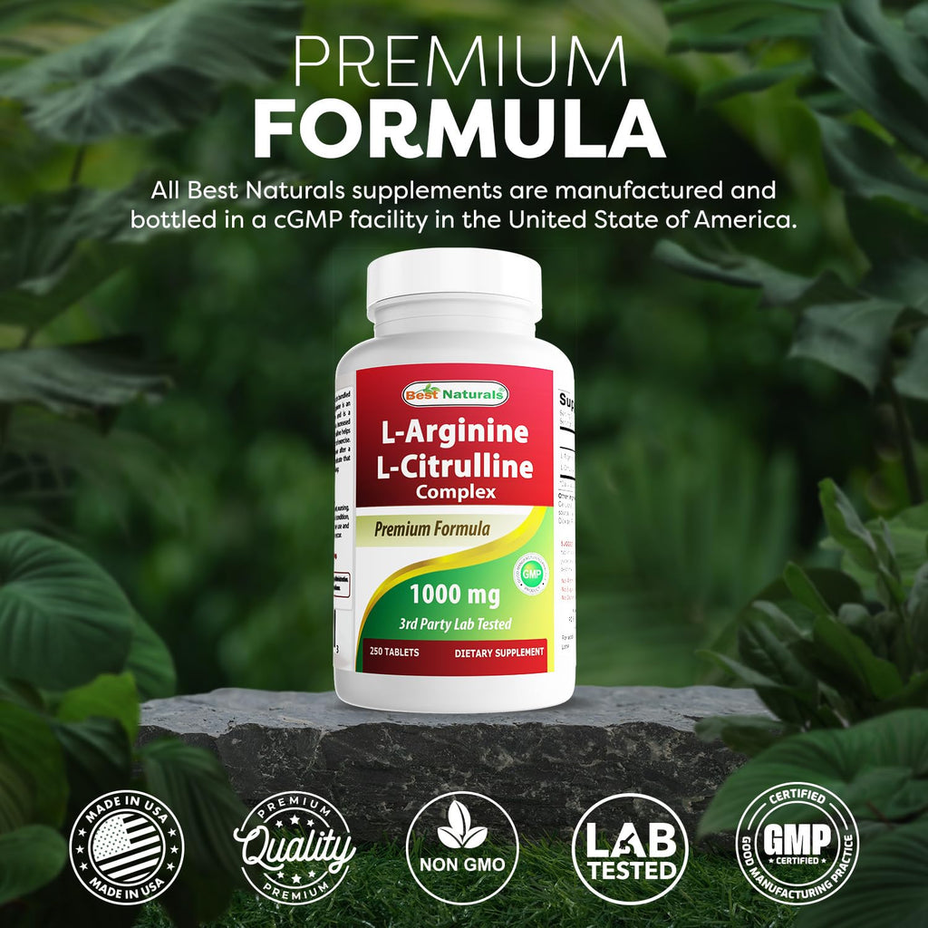 Best Naturals L-Arginine L-Citruline Complex Tablets, 250 Count - FENGGESTORE20