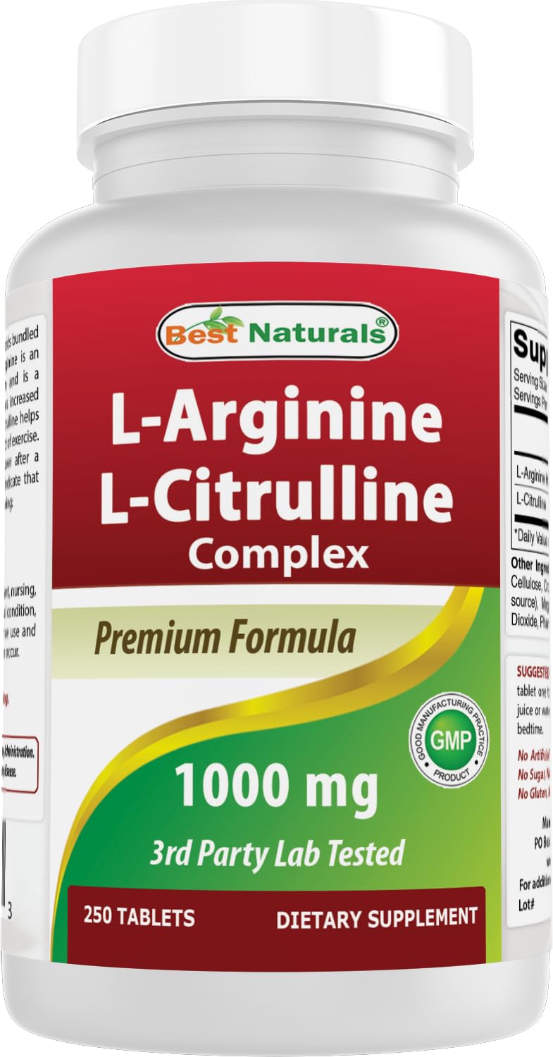 Best Naturals L-Arginine L-Citruline Complex Tablets, 250 Count - FENGGESTORE20