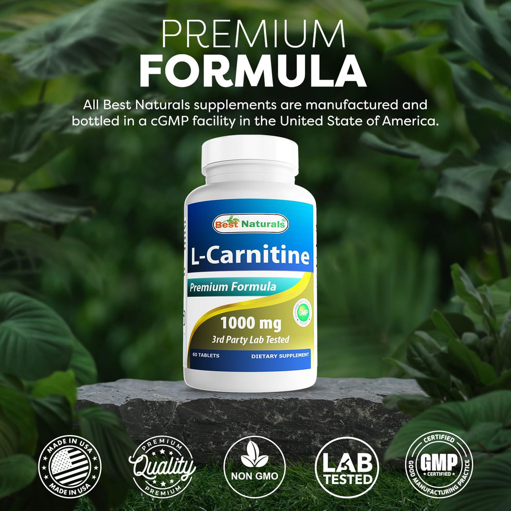 Best Naturals L-Carnitine 1000mg 60 Tablets (60 Count (Pack of 1)) - FENGGESTORE20