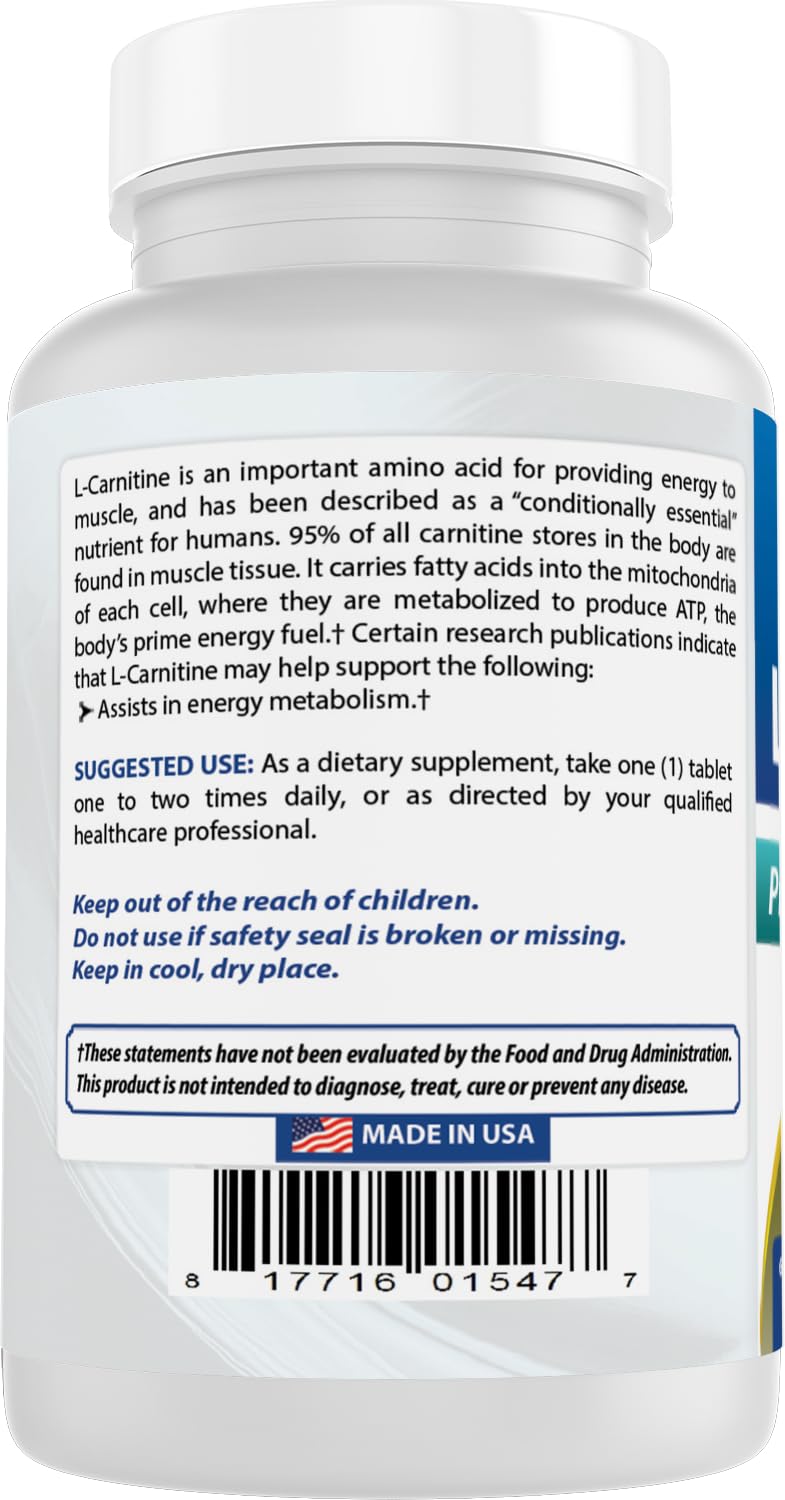 Best Naturals L-Carnitine 1000mg 60 Tablets (60 Count (Pack of 1)) - FENGGESTORE20