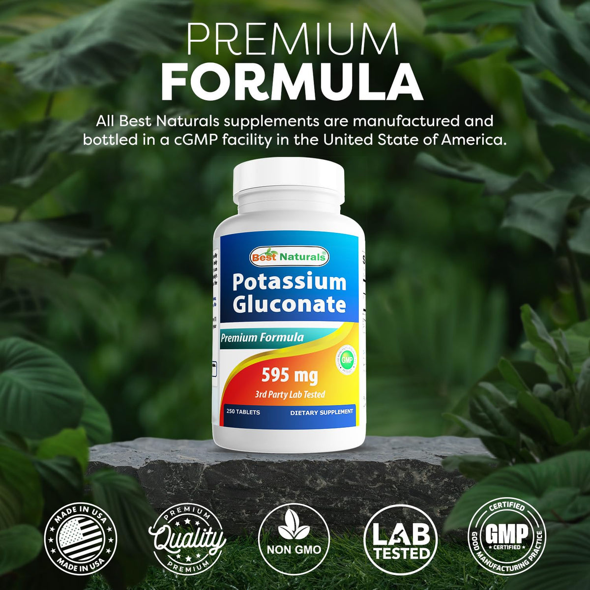 Best Naturals Potassium Gluconate Supplement 595 Mg Tablet, 250Count - FENGGESTORE20