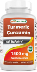 Best Naturals Turmeric Curcumin 1500mg/Serving with Bioperine - 180 Veggie Capsules - FENGGESTORE20