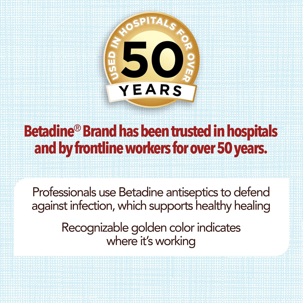 Betadine Antiseptic First Aid Solution, Povidone-Iodine 10%, Infection Protection, Kills Germs in Minor Cuts Scrapes and Burns, No Sting Promise, No Alcohol or Hydrogen Peroxide, 8 FL OZ - FENGGESTORE20