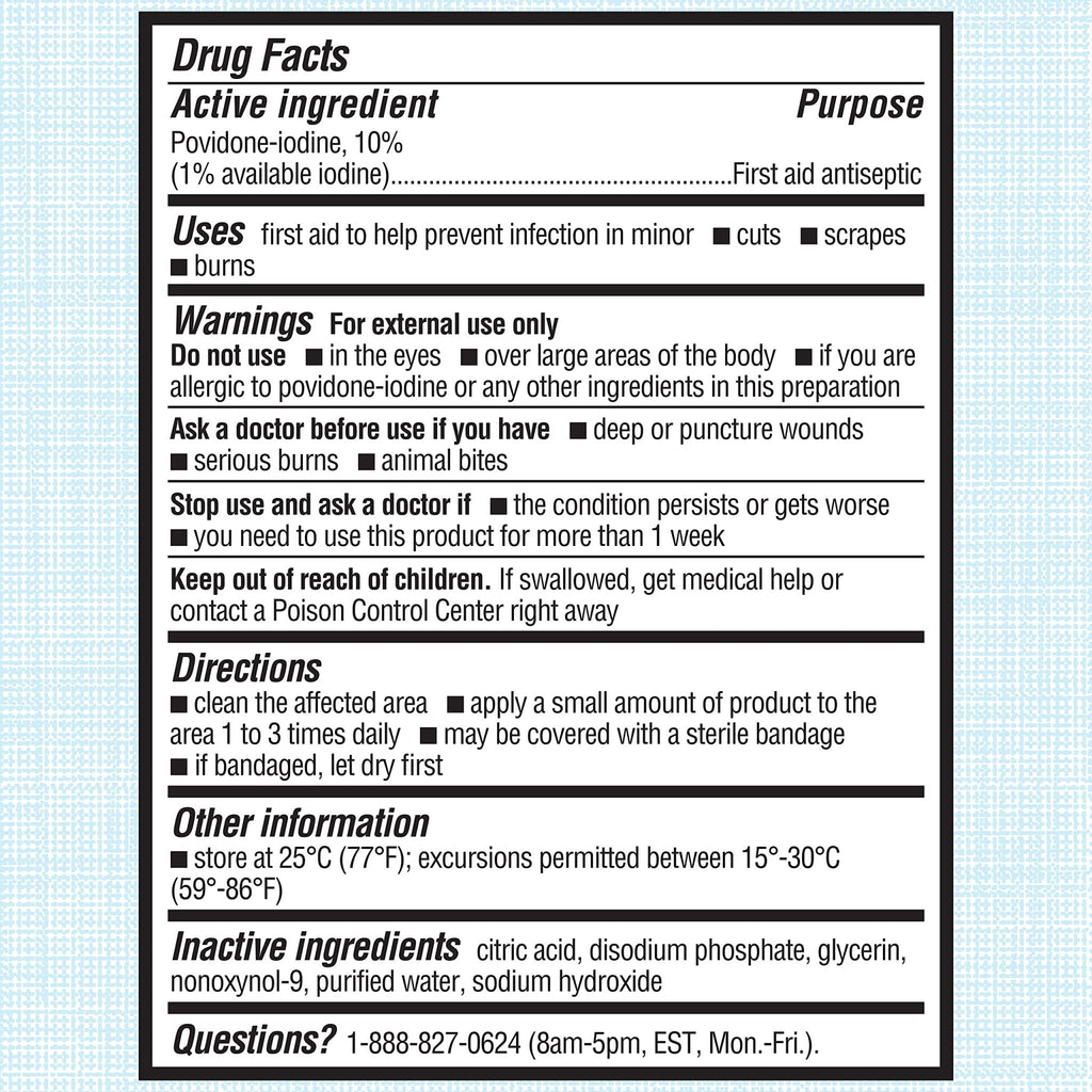 Betadine Antiseptic First Aid Solution, Povidone-Iodine 10%, Infection Protection, Kills Germs in Minor Cuts Scrapes and Burns, No Sting Promise, No Alcohol or Hydrogen Peroxide, 8 FL OZ - FENGGESTORE20