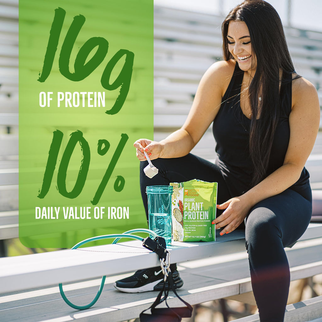 BetterBody Foods Organic Plant Based Protein Powder, 16g of Protein 24% DV, Vegan, Low Net Carbs, Gluten Free, Dairy Free, No Sugar Added, Soy Free, Non-GMO, 12.7 Ounces - FENGGESTORE20
