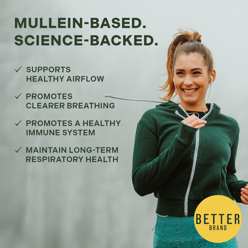 Betterbrand Mullein Chewable Gummies for Lung Cleanse and Detox, Respiratory Health Supplement, 1000mg Mullein Extract per Serving, 60 Gummies - FENGGESTORE20