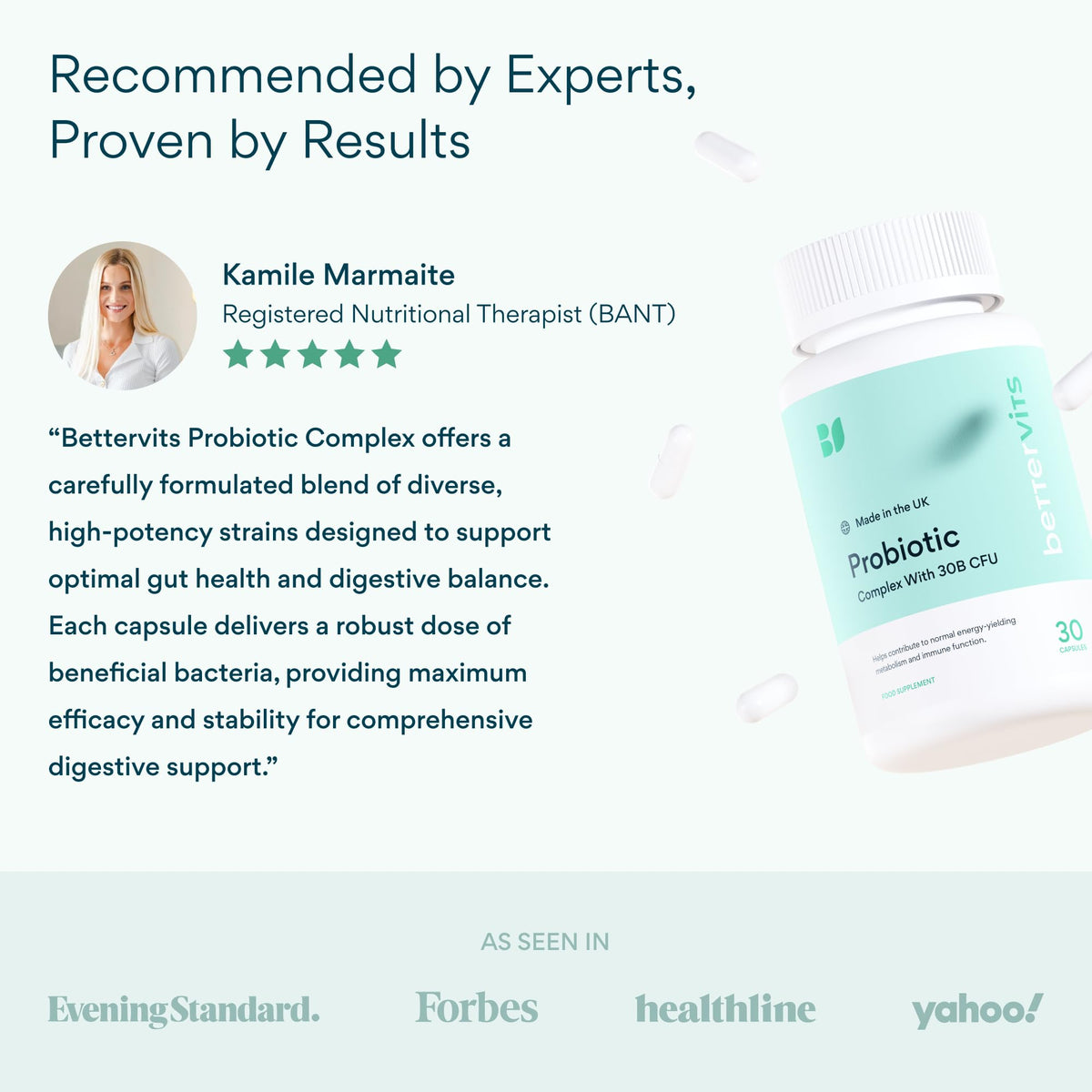 Bettervits Probiotics for Women & Men – 75 Billion CFU | Digestive Health and Gut Support Prebiotic | 14 Clinically Studied Strains with Vitamin B12, - FENGGESTORE20