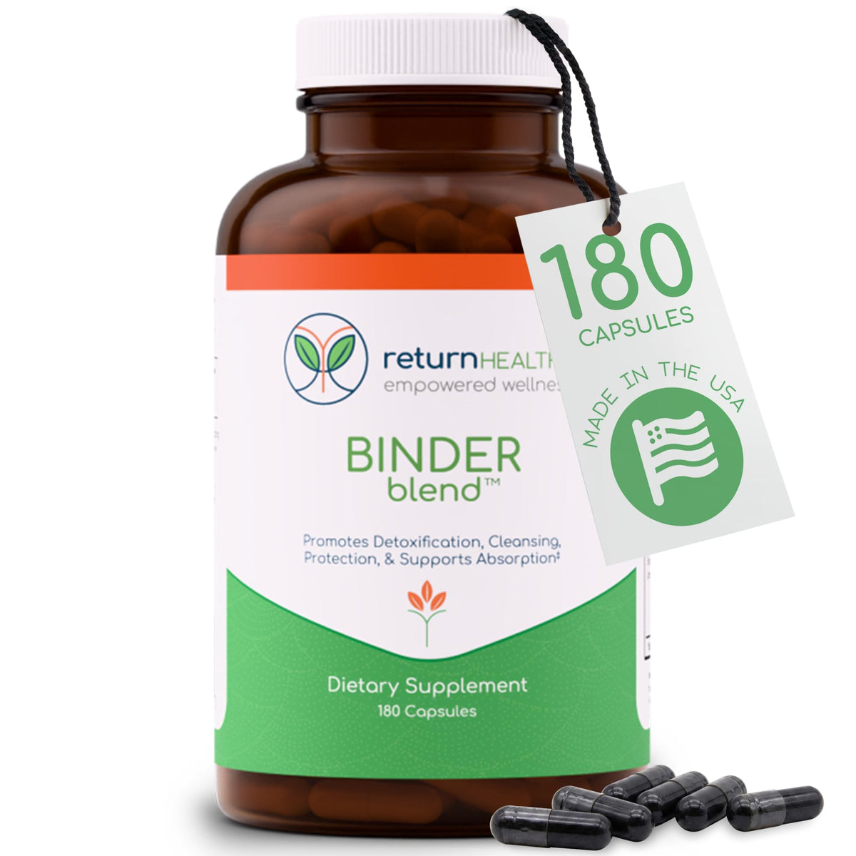 Binder Blend - Toxin Binder Supplement, Detox Capsules for a Healthy Gut - 180 Capsules - 90 Servings - 960mg Activated Charcoal - FENGGESTORE20