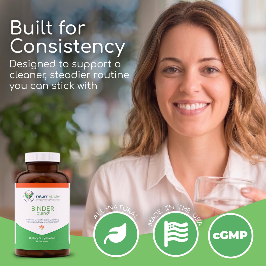 Binder Blend - Toxin Binder Supplement, Detox Capsules for a Healthy Gut - 180 Capsules - 90 Servings - 960mg Activated Charcoal - FENGGESTORE20