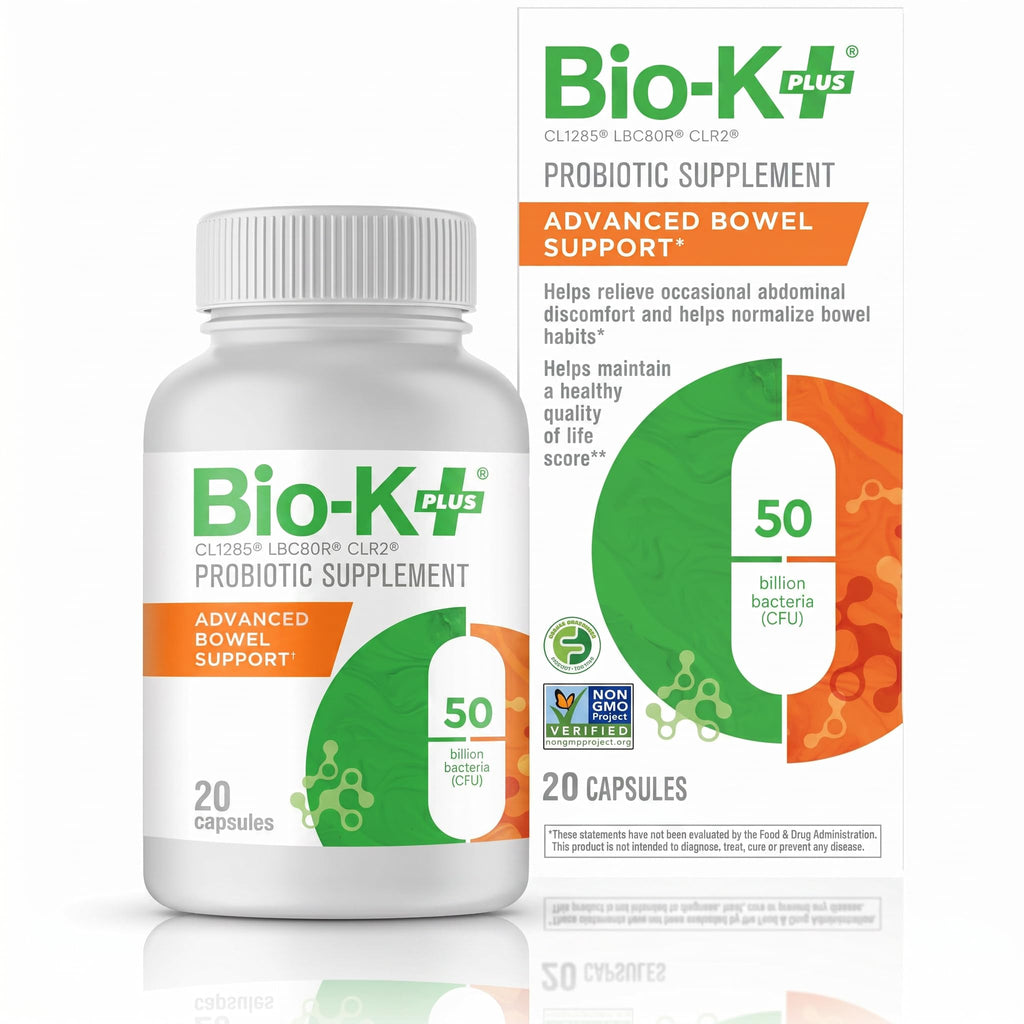 Bio-K+ Probiotic Advanced Bowel Support – 50 Billion CFU – Vegan, Gluten-Free, Non-GMO – Supports Digestive Health & Regularity - FENGGESTORE20