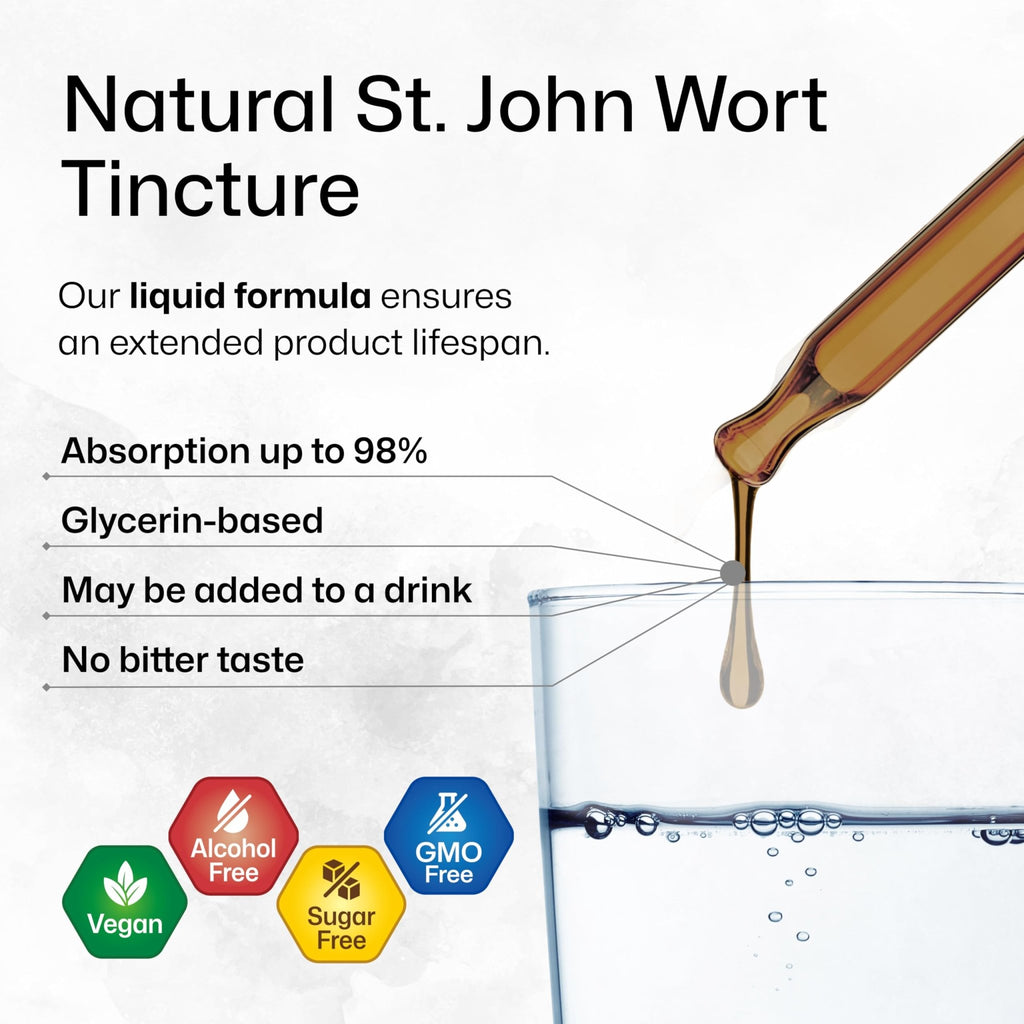 BIO KRAUTER® St Johns Wort for Calm & Mood Support - Vegan St. John's Wort for Relaxation & Emotional Wellness Support - Calm Drops 2 Fl.Oz., 28-Day Supply, Alcohol & Sugar Free Herbal Supplements - FENGGESTORE20