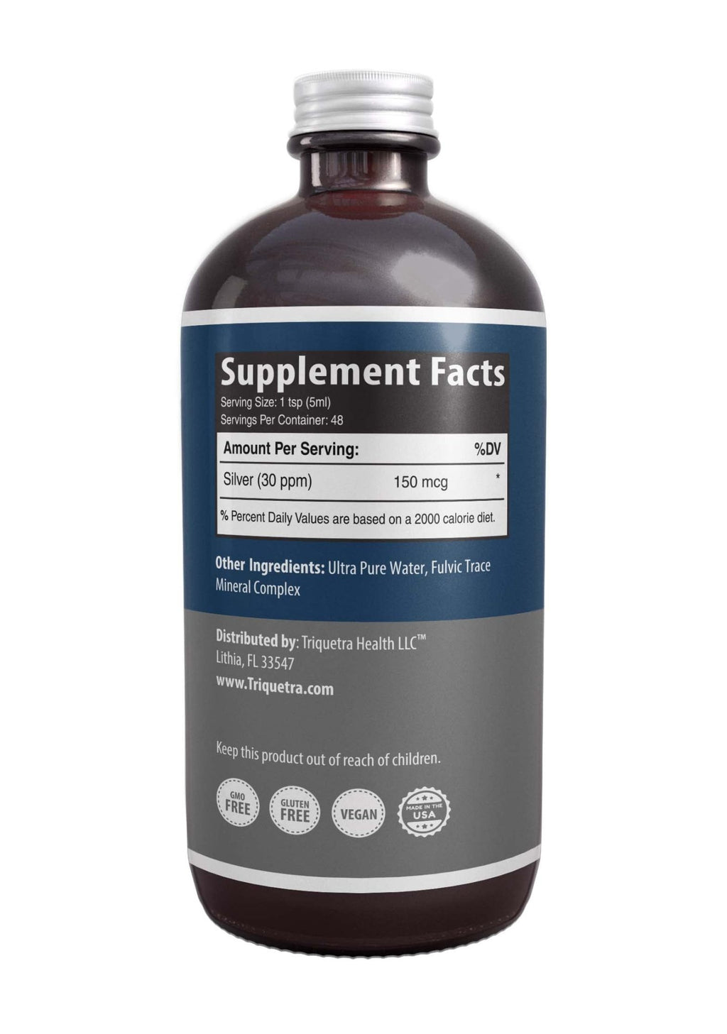 Bioactive Colloidal Silver - 8 oz, Glass Bottle, Vegan, Safe Doses with Highest Effectiveness - Nano Ions, 30 PPM - Immune Support (48 Servings) - FENGGESTORE20