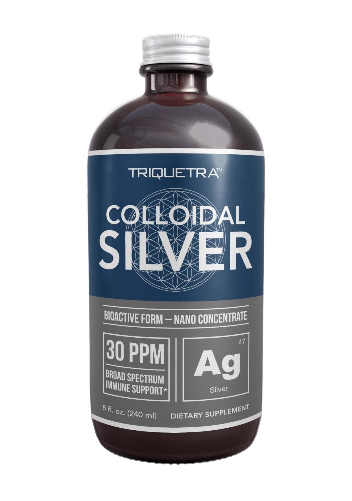 Bioactive Colloidal Silver - 8 oz, Glass Bottle, Vegan, Safe Doses with Highest Effectiveness - Nano Ions, 30 PPM - Immune Support (48 Servings) - FENGGESTORE20