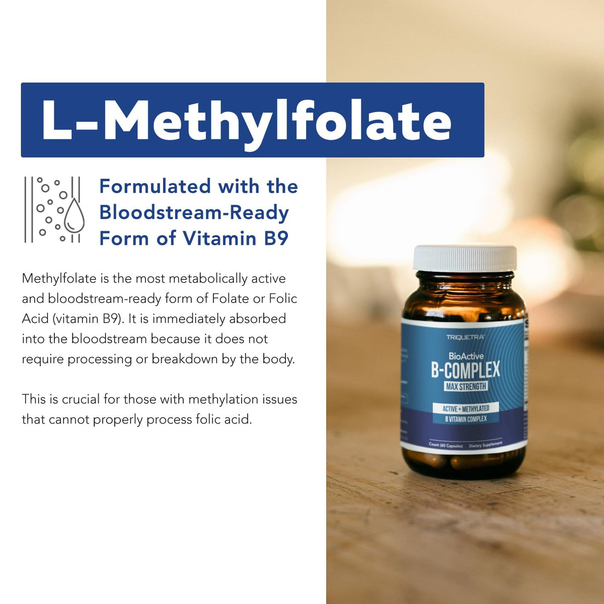 BioActive Vitamin B Complex - Blood Stream Ready, Methylated B Complex - Featuring Methylfolate, 3 BioActive Forms of B12, BenfoPure® B1 & Pantesin - FENGGESTORE20
