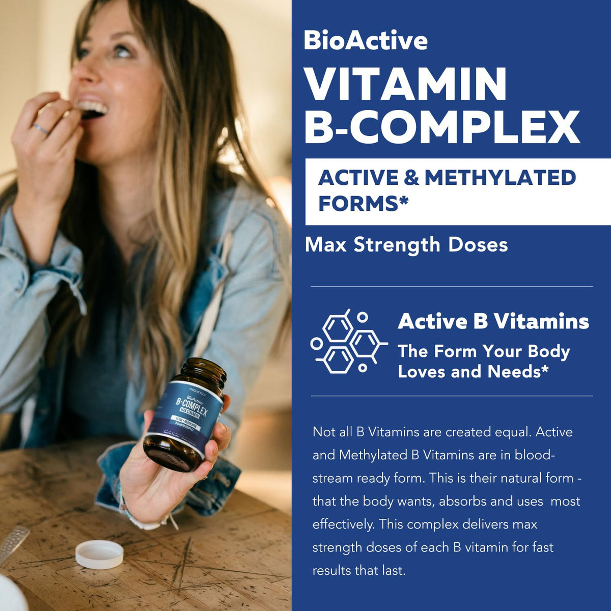 BioActive Vitamin B Complex - Blood Stream Ready, Methylated B Complex - Featuring Methylfolate, 3 BioActive Forms of B12, BenfoPure® B1 & Pantesin - FENGGESTORE20