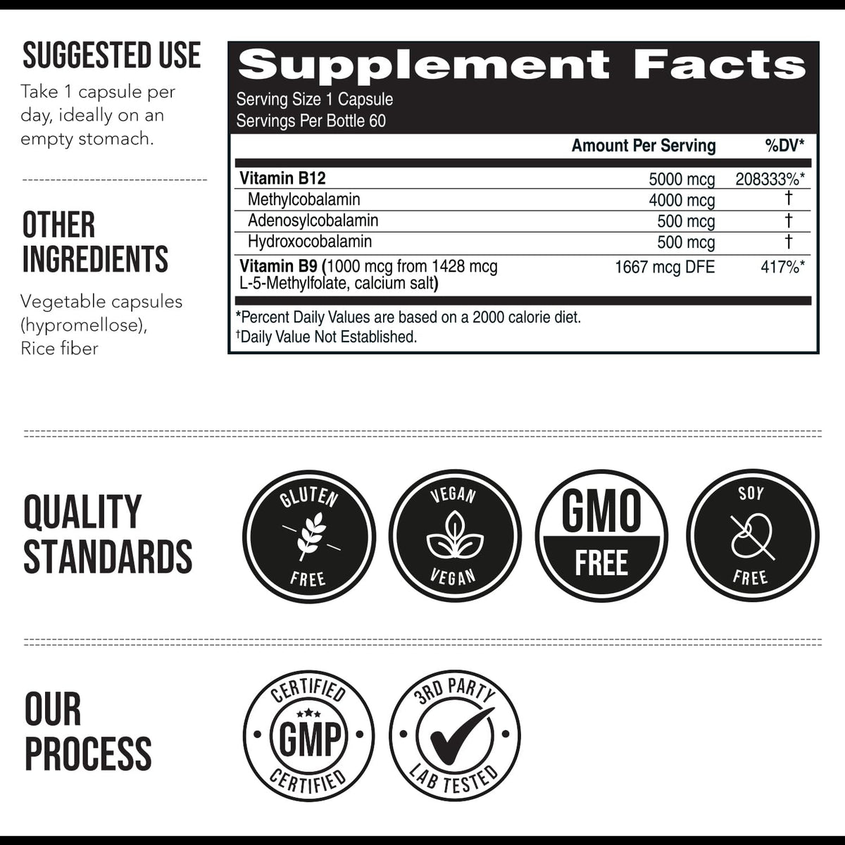 BioActive Vitamin B12 - 5000 mcg, Contains 3 BioActive Forms B12 Plus Methylfolate Cofactor - Methyl B12, Adenosyl B12 & Hydroxy B12 | Supports Energy - FENGGESTORE20