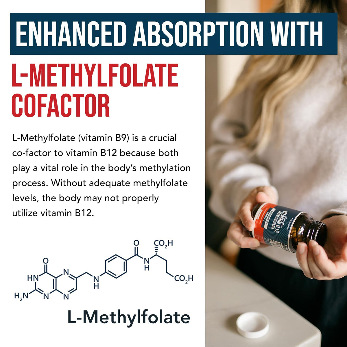 BioActive Vitamin B12 - 5000 mcg, Contains 3 BioActive Forms B12 Plus Methylfolate Cofactor - Methyl B12, Adenosyl B12 & Hydroxy B12 | Supports Energy - FENGGESTORE20