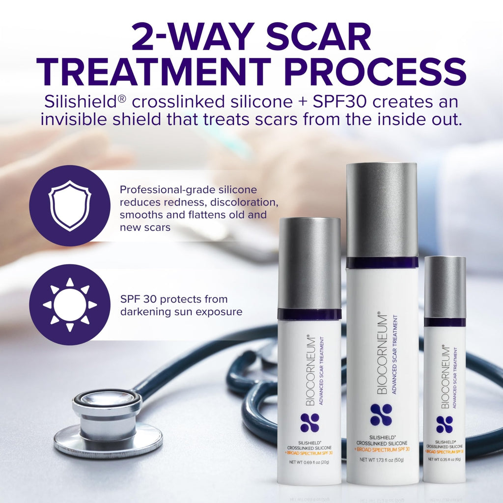 Biocorneum Advanced Scar Treatment with Silishield® & SPF 30 10g – Medical Grade Silicone Gel to Support Healing of Surgical Scars and Marks - FENGGESTORE20
