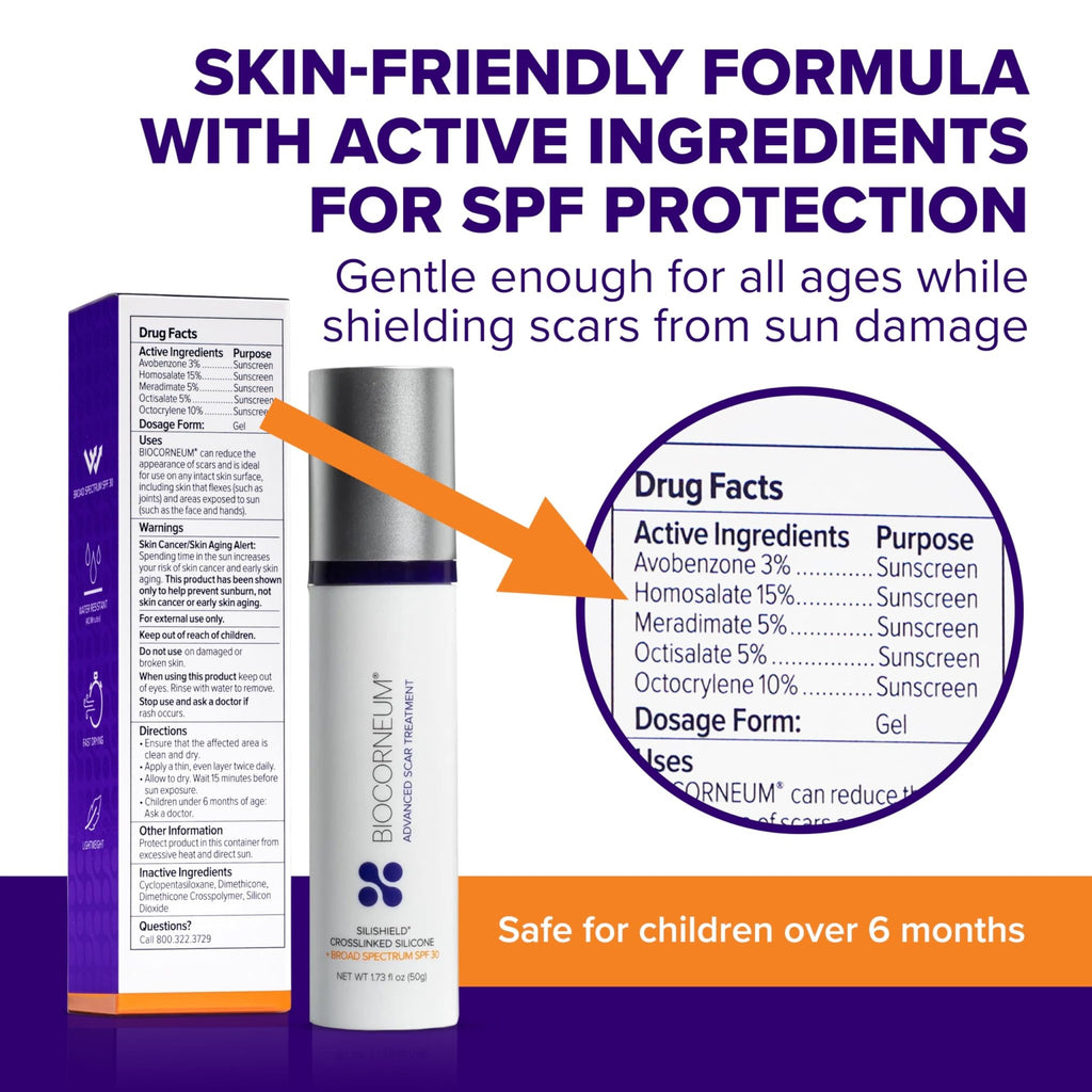 Biocorneum Advanced Scar Treatment with Silishield® & SPF 30 10g – Medical Grade Silicone Gel to Support Healing of Surgical Scars and Marks - FENGGESTORE20