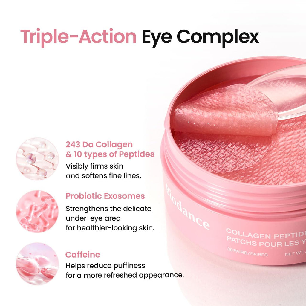BIODANCE Collagen Peptide Eye Patches, Anti Wrinkle & Smile Line Patches for Face, Under Eye Mask for Fine Lines & Eye Bags, Travel Essentials & Self Care Gifts for Women, Korean Skin Care (60 Count) - FENGGESTORE20