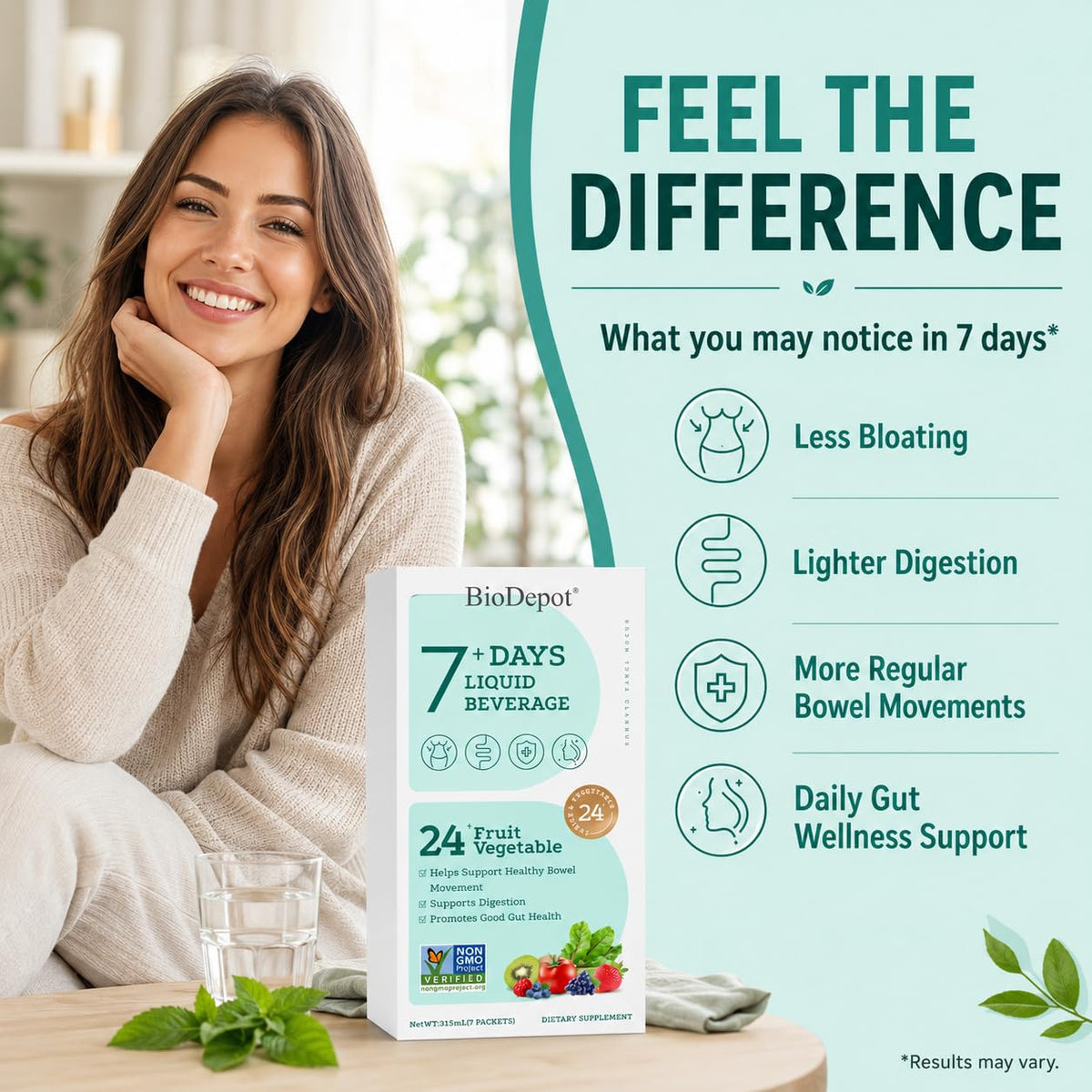 Biodepot 7 Days Colon Cleanse Liquid Beverage Gut Health Detox & Clean for Women & Men, 24 Fruit Vegetable Complex Probiotic Drink for Bowel Movements, - FENGGESTORE20