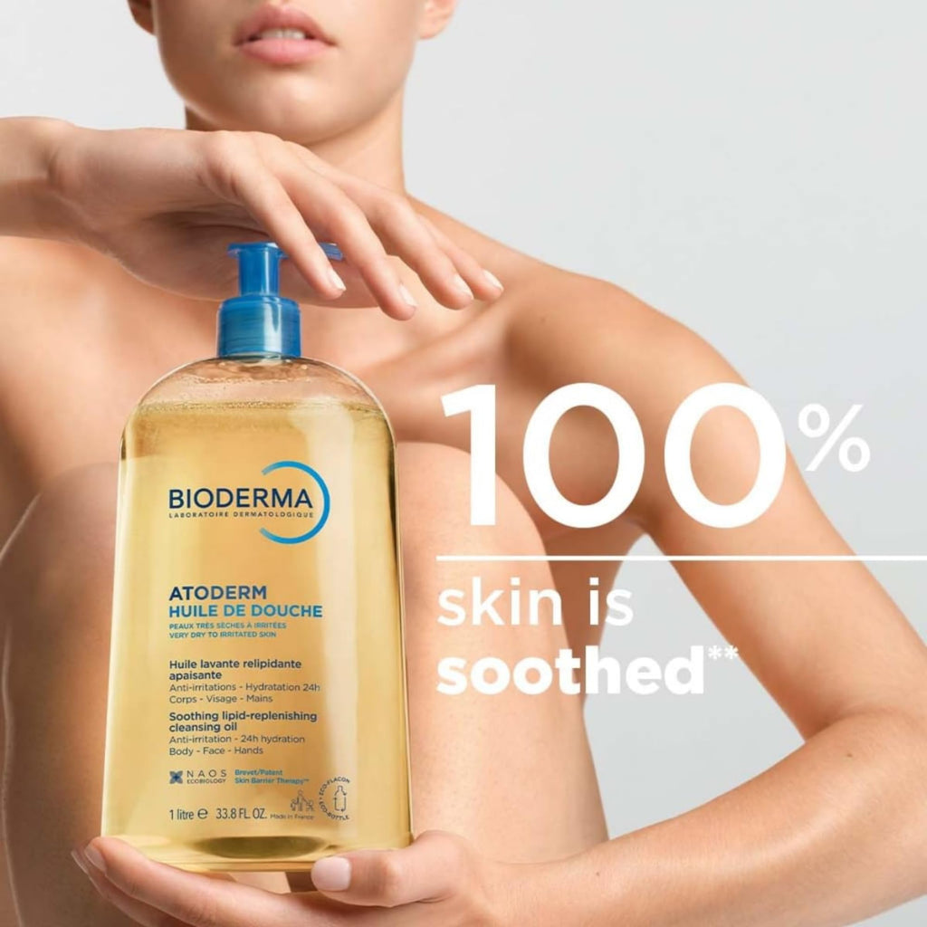 Bioderma Atoderm Shower Oil, Cleansing Oil For Face & Body, Nourishing Cleansing Oil For Dry to Atopic Sensitive Skin - FENGGESTORE20