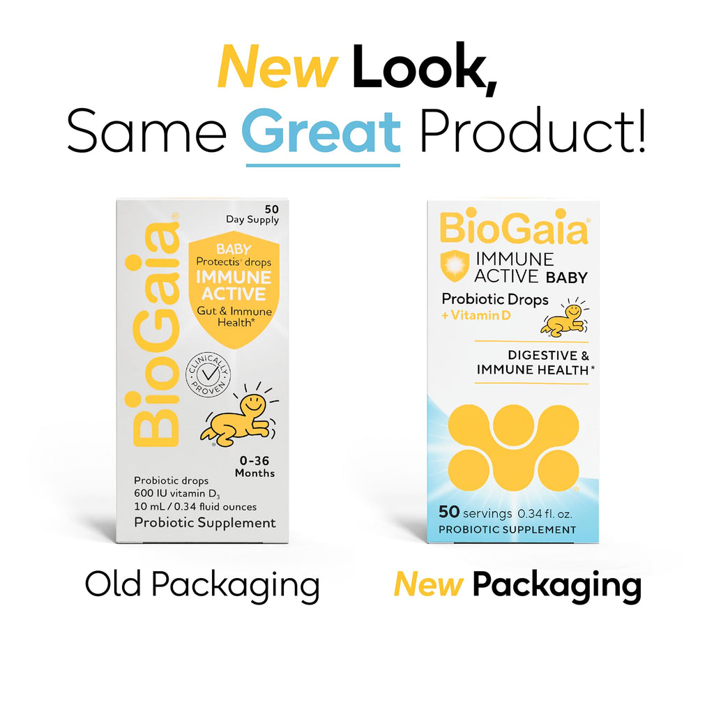 BioGaia Immune Active Baby Probiotic Drops + Vitamin D | for Babies & Toddlers 0-36 Months | Supports Digestive & Immune Health - FENGGESTORE20