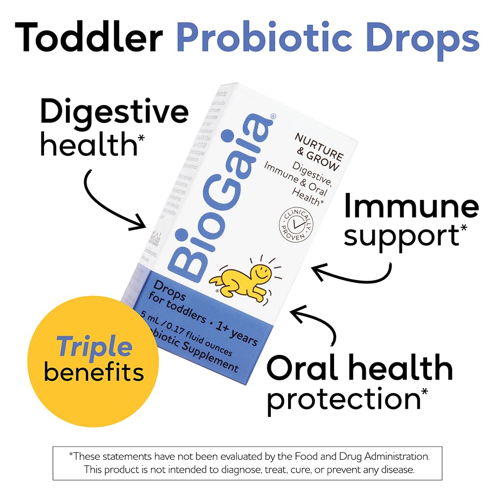 BioGaia Nurture & Grow for Toddlers | Ages 1+ | Liquid Probiotic | Allergen-Free | Triple-Benefit Probiotic for Kids | Digestive Health - FENGGESTORE20