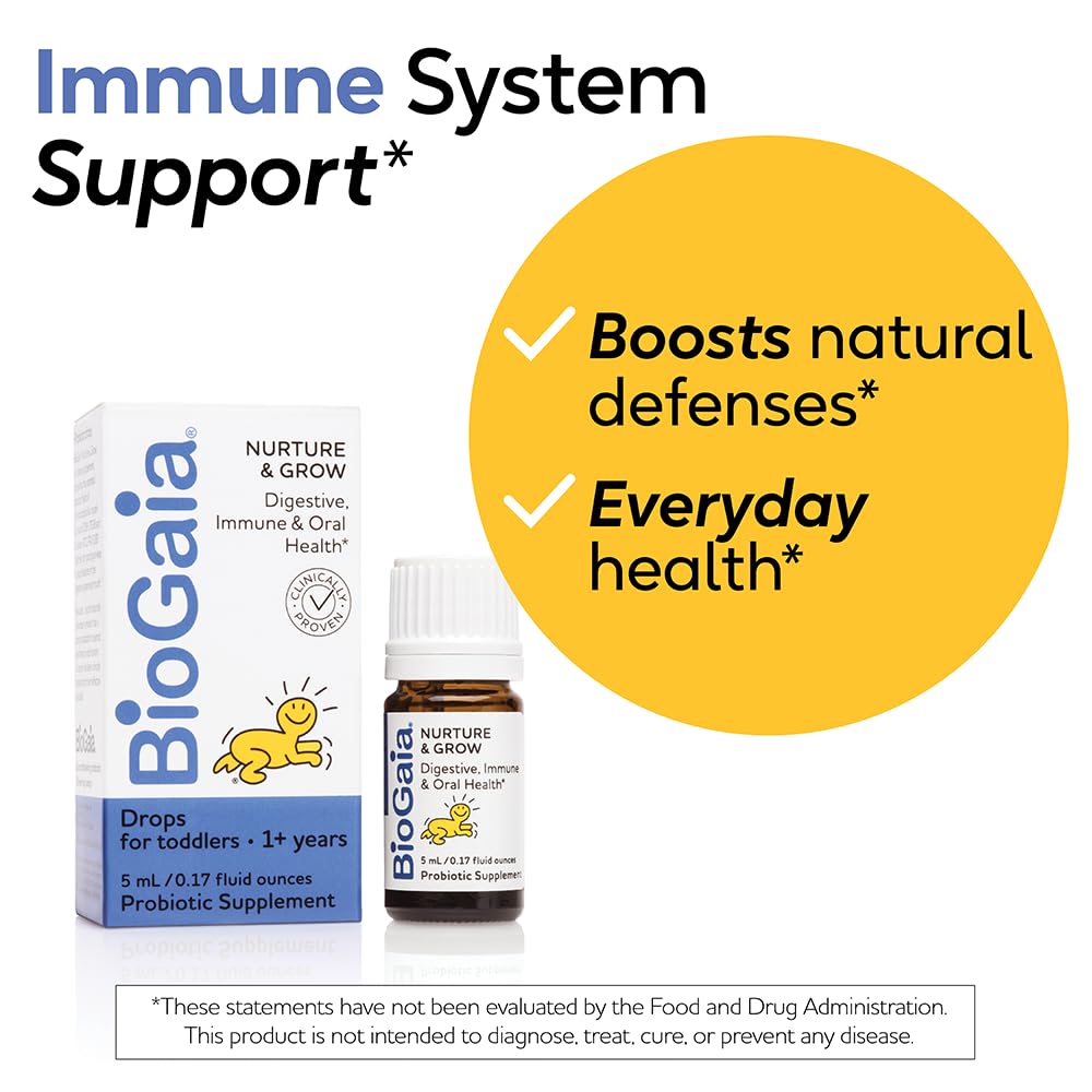 BioGaia Nurture & Grow for Toddlers | Ages 1+ | Liquid Probiotic | Allergen-Free | Triple-Benefit Probiotic for Kids | Digestive Health - FENGGESTORE20
